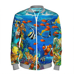 Бомбер мужской Коралловые рыбки, цвет: 3D-меланж