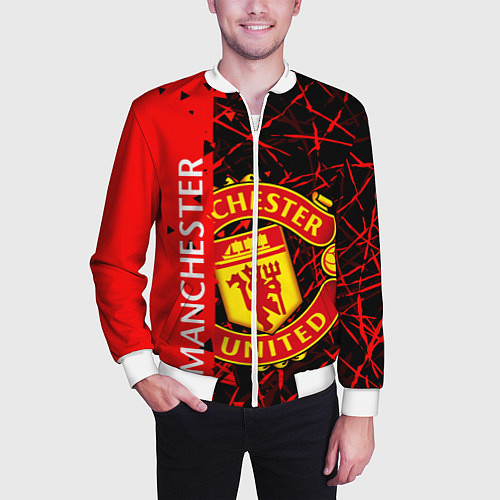 Мужской бомбер МАНЧЕСТЕР MANCHESTER UNITED / 3D-Белый – фото 3