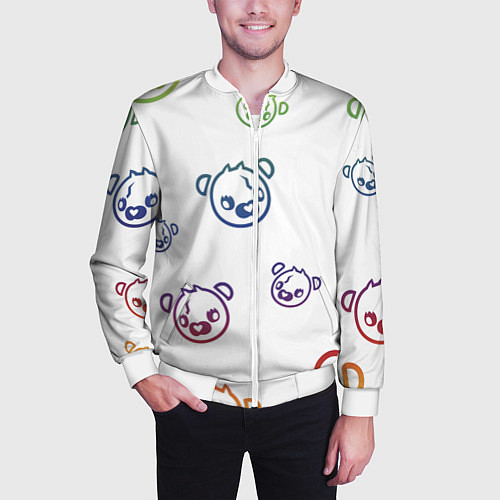 Мужской бомбер White Colorful Bear / 3D-Белый – фото 3