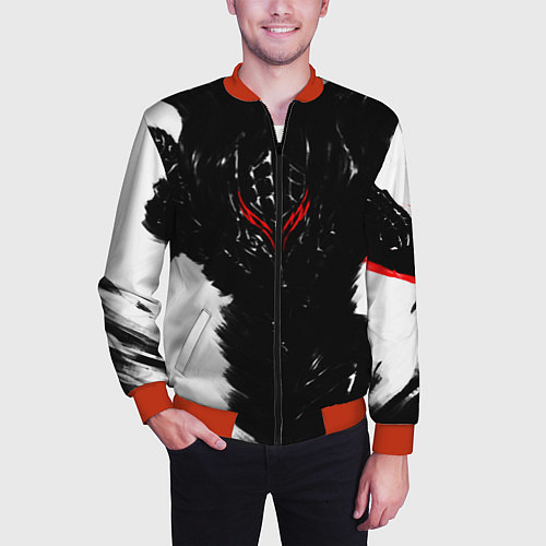 Мужской бомбер БЕРСЕРК чб / 3D-Красный – фото 3