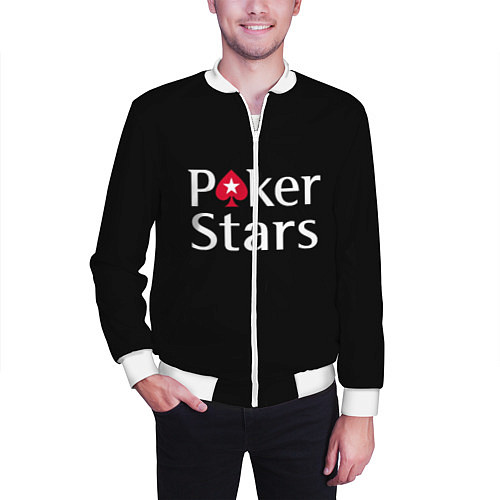 Мужской бомбер Poker Stars / 3D-Белый – фото 3