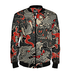 Бомбер мужской Китайский Дракон, China Dragon, цвет: 3D-черный