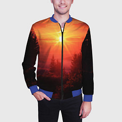 Бомбер мужской УТРЕННИЙ РАССВЕТ НАД ОБЛАКАМИ, цвет: 3D-синий — фото 2