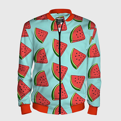 Мужской бомбер Дольки арбузов / 3D-Красный – фото 1