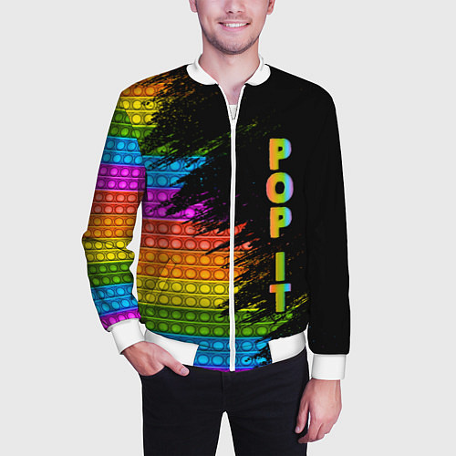 Мужской бомбер ИГРУШКА POP it ПОП-ИТ / 3D-Белый – фото 3