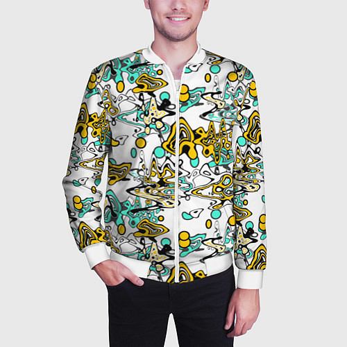 Мужской бомбер Абстрактный современный узор в стиле граффити / 3D-Белый – фото 3