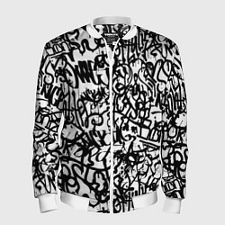 Мужской бомбер Graffiti black on white