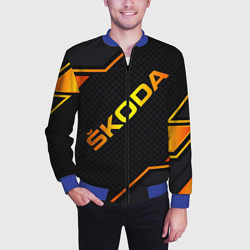 Мужской бомбер Skoda Gold Шкода / 3D-Синий – фото 3