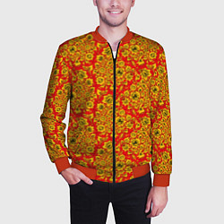 Бомбер мужской Хохломские узоры, цвет: 3D-красный — фото 2
