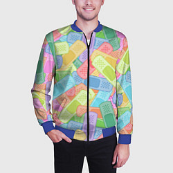 Бомбер мужской Цветные пластыри, цвет: 3D-синий — фото 2