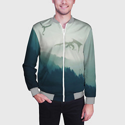 Бомбер мужской ДРАКОНЫ НАД ЛЕСОМ DRAGON, цвет: 3D-меланж — фото 2