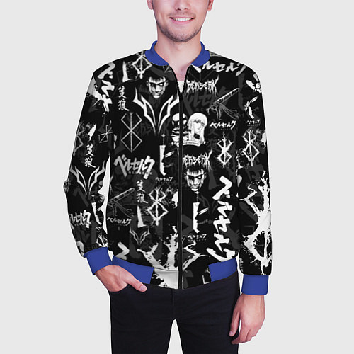 Мужской бомбер BERSERK SYMBOL LOGO БЕРСЕРК СИМВОЛИКА ПАТТЕРН / 3D-Синий – фото 3