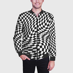Бомбер мужской Черно-белая клетка Black and white squares, цвет: 3D-черный — фото 2