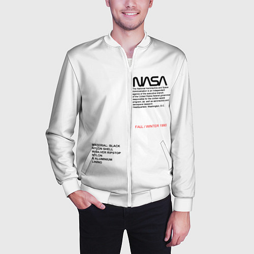 Мужской бомбер NASA БЕЛАЯ ФОРМА / 3D-Белый – фото 3