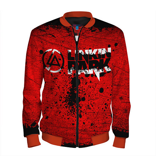 Мужской бомбер Линкин Парк Рок Брызги Краски Linkin Park / 3D-Красный – фото 1