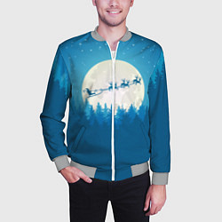 Бомбер мужской Санта с Оленями, цвет: 3D-меланж — фото 2