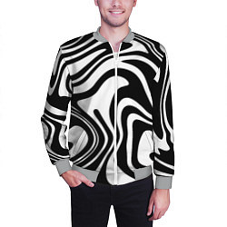 Бомбер мужской Черно-белые полосы Black and white stripes, цвет: 3D-меланж — фото 2