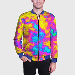 Бомбер мужской Яркая абстракция космических красок, цвет: 3D-синий — фото 2