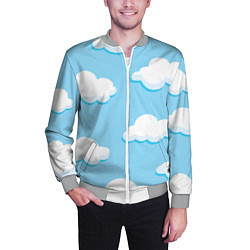 Бомбер мужской Белые облака, цвет: 3D-меланж — фото 2