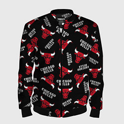 Бомбер мужской CHICAGO BULLS БЫКИ УЗОР, цвет: 3D-черный