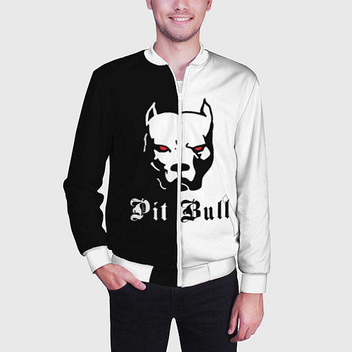 Мужской бомбер Pit Bull боец / 3D-Белый – фото 3