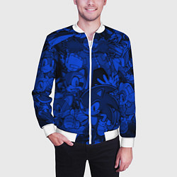 Бомбер мужской SONIC BLUE PATTERN СИНИЙ ЁЖ, цвет: 3D-белый — фото 2
