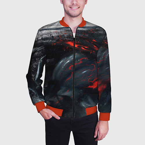 Мужской бомбер ЧЁРНЫЙ СИМБИОТ ГРАНЖ BLACK MONSTER / 3D-Красный – фото 3