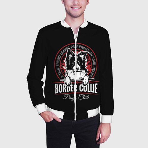 Мужской бомбер Бордер-Колли Border Collie / 3D-Белый – фото 3