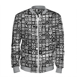Бомбер мужской Geometry Dash: BW Pattern, цвет: 3D-меланж