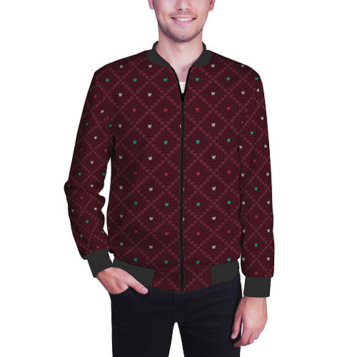Мужской бомбер Knitted Texture / 3D-Черный – фото 3