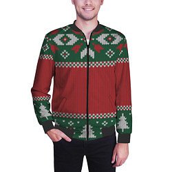 Бомбер мужской Knitted Christmas Pattern, цвет: 3D-черный — фото 2