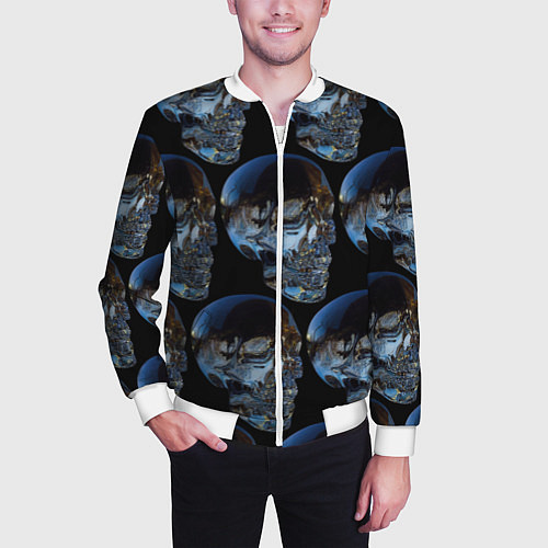 Мужской бомбер Vanguard skull pattern 2022 / 3D-Белый – фото 3