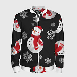 Бомбер мужской Снеговик!, цвет: 3D-белый