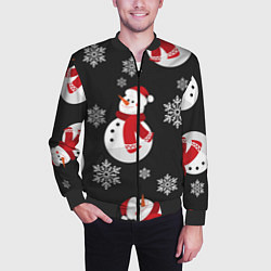 Бомбер мужской Снеговик!, цвет: 3D-черный — фото 2