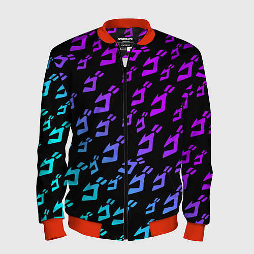 Мужской бомбер JOJOS BIZARRE ADVENTURE NEON PATTERN НЕОН УЗОР / 3D-Красный – фото 1
