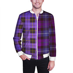 Бомбер мужской Purple Checkered, цвет: 3D-белый — фото 2