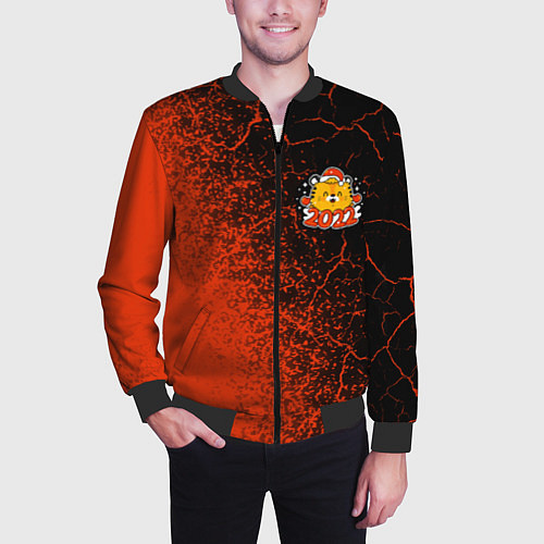 Мужской бомбер HAPPY NEW YEAR TIGER - CUTE 2022 - Spray / 3D-Черный – фото 3