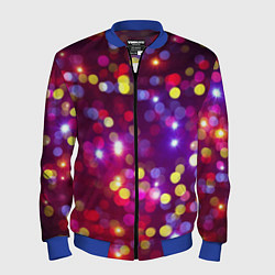 Бомбер мужской ПРАЗДНИЧНЫЕ ОГОНЬКИ НОВЫЙ ГОД 2022, цвет: 3D-синий