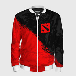 Бомбер мужской DOTA 2 RED LOGO, БРЫЗГИ КРАСОК, цвет: 3D-белый