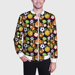 Бомбер мужской Разные Спортивные Мячи, цвет: 3D-белый — фото 2