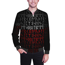 Бомбер мужской Славянская символика Руны, цвет: 3D-черный — фото 2