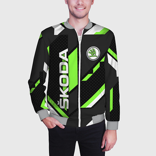 Мужской бомбер ШКОДА ГЕОМЕТРИЯ ЛИНИИ SKODA GEOMETRY SPORT / 3D-Меланж – фото 3