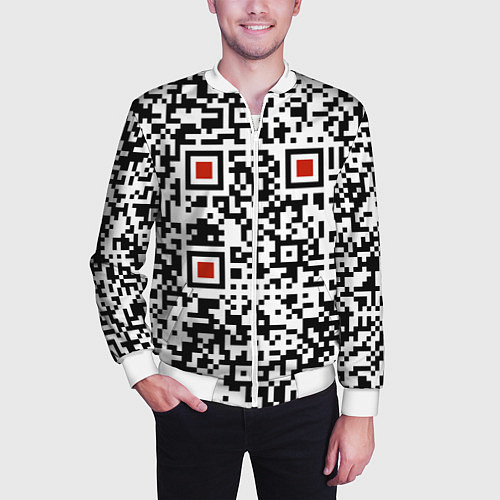 Мужской бомбер Отвали - нецензурно / 3D-Белый – фото 3