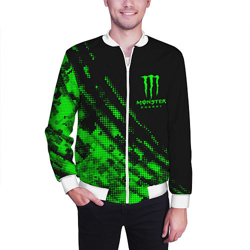 Мужской бомбер Monster Energy Текстура / 3D-Белый – фото 3