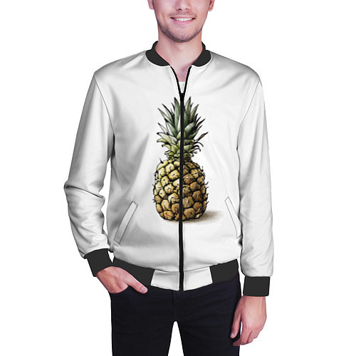 Мужской бомбер Pineapple watercolor / 3D-Черный – фото 3