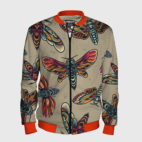 Мужской бомбер Мотыльки-черепа / 3D-Красный – фото 1