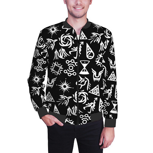 Мужской бомбер EXO BAND SYMBOL PATTERN WHITE K-POP / 3D-Черный – фото 3