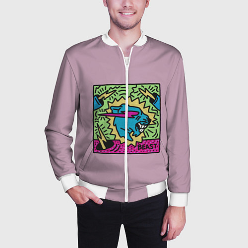 Мужской бомбер Mr Beast Drawing Full Print / 3D-Белый – фото 3