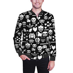 Бомбер мужской UNDERTALE PATTERN БЕЛЫЙ, цвет: 3D-черный — фото 2