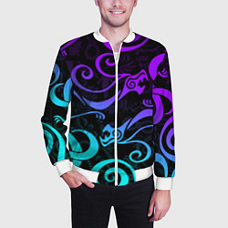 Бомбер мужской НЕОНОВОЕ ТАТУ ДРАКЕНА УЗОР, цвет: 3D-белый — фото 2